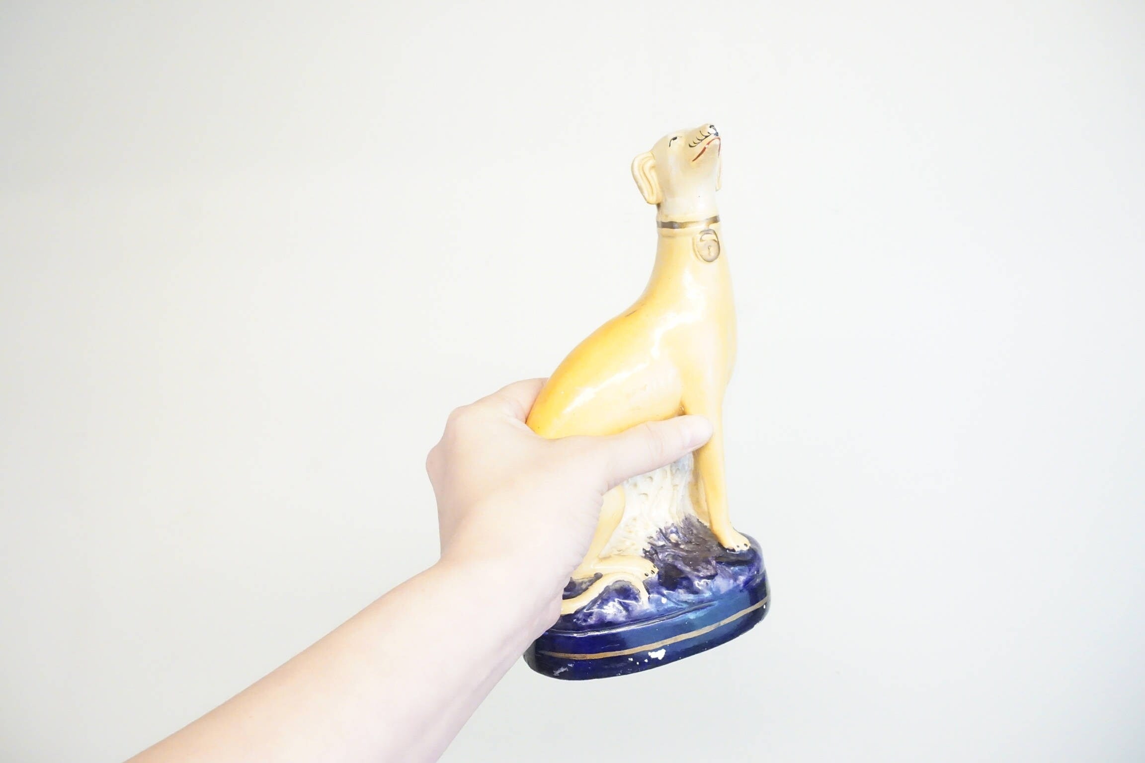 Antique bookends | greyhounds | Mantle piece | 1800s | ceramic dog | dog lover gift | vintage | cobalt and white | books | bookends | dogs