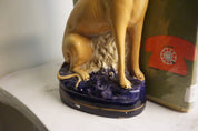 Antique bookends | greyhounds | Mantle piece | 1800s | ceramic dog | dog lover gift | vintage | cobalt and white | books | bookends | dogs