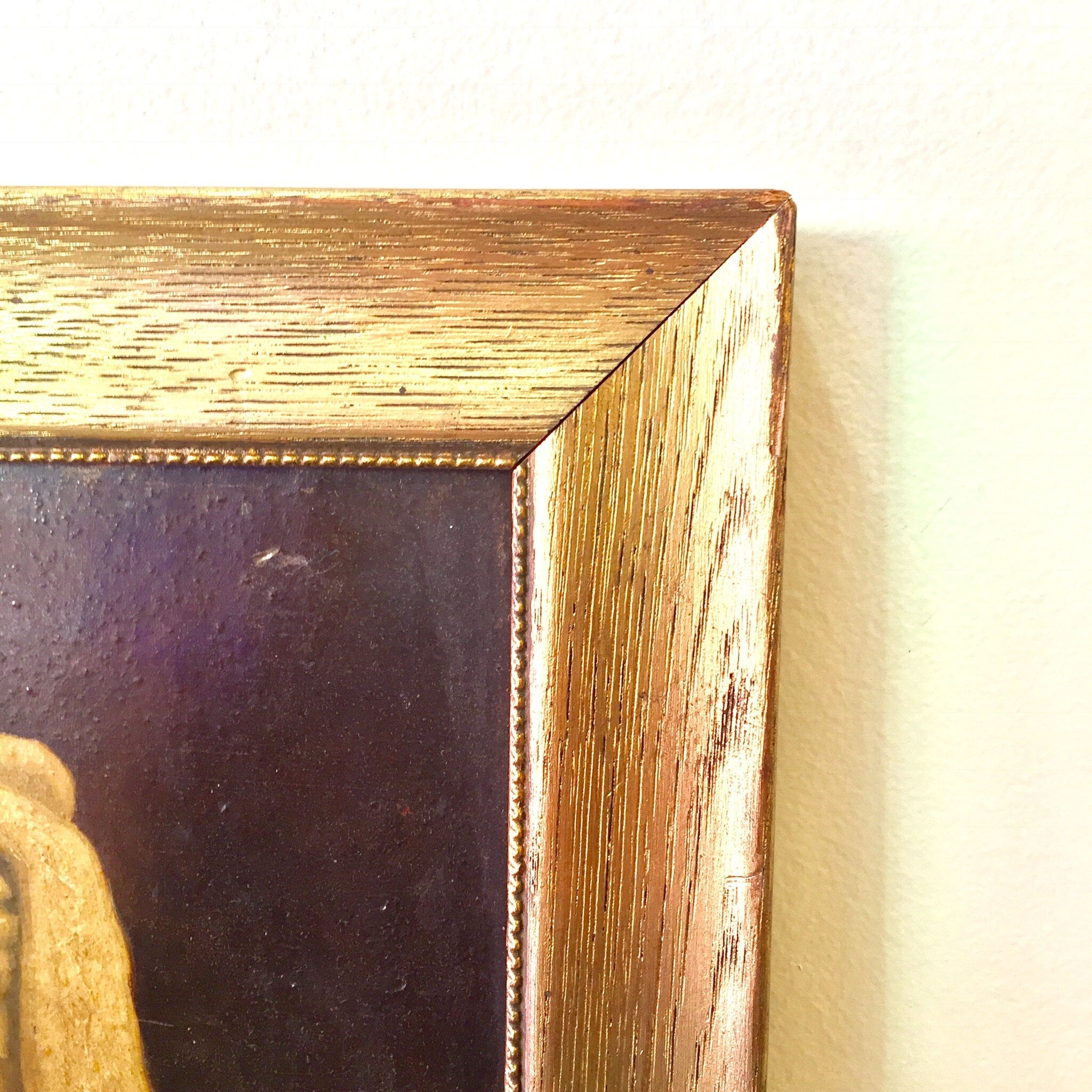 Vintage Art Work | Wooden Frame | Gold Frame | Gold Painted Picture Frame | Oil on Wood | Art Work | Home Decor | Antique | original art