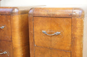 Vintage Art Deco night stands end tables retro wooden beveled edges drawers