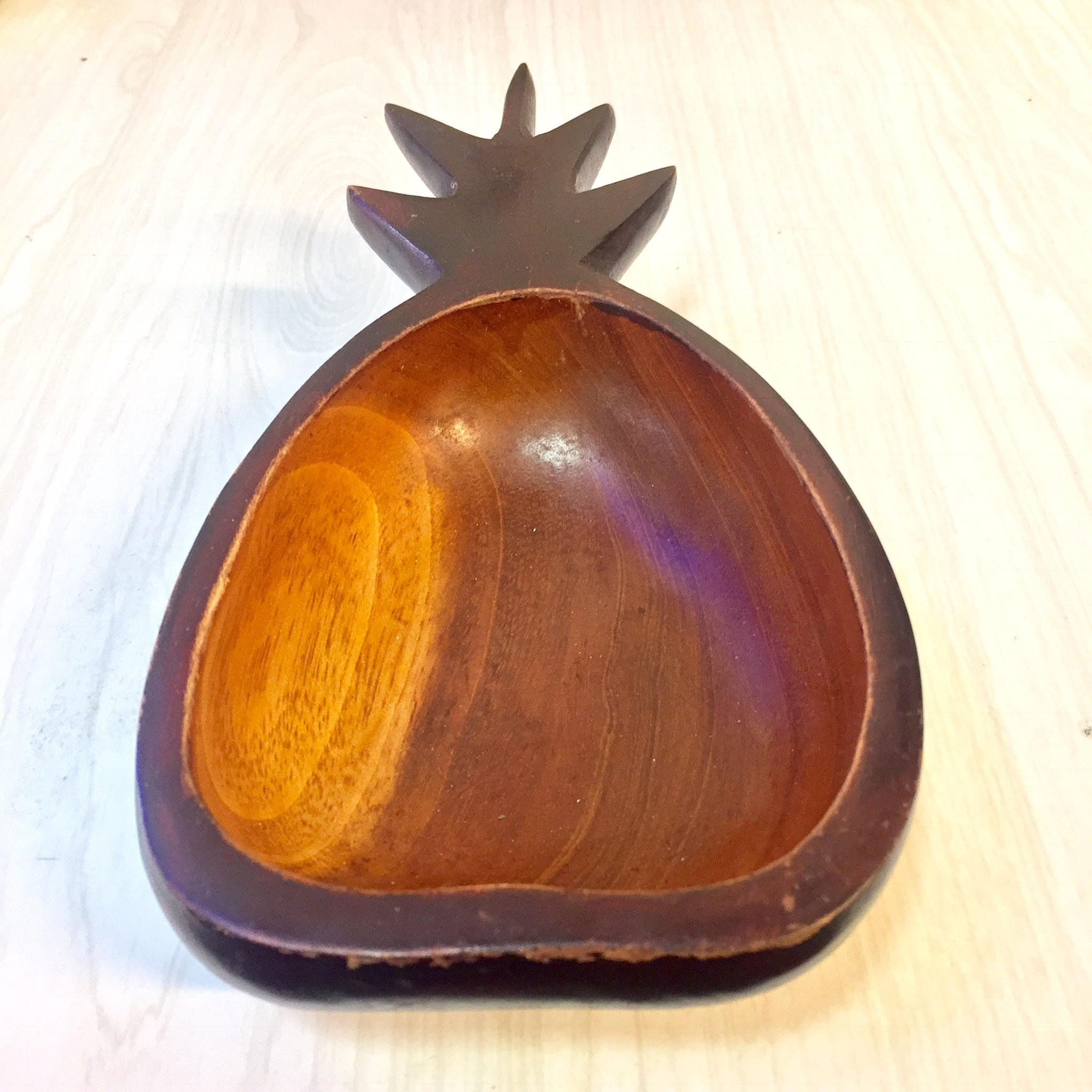 Vintage Wooden Pineapple Bowl | Pineapple Trinket Dish | Catch All Dish | Boho Home | Home Decor | Midcentury Modern Decor | Wooden Dish