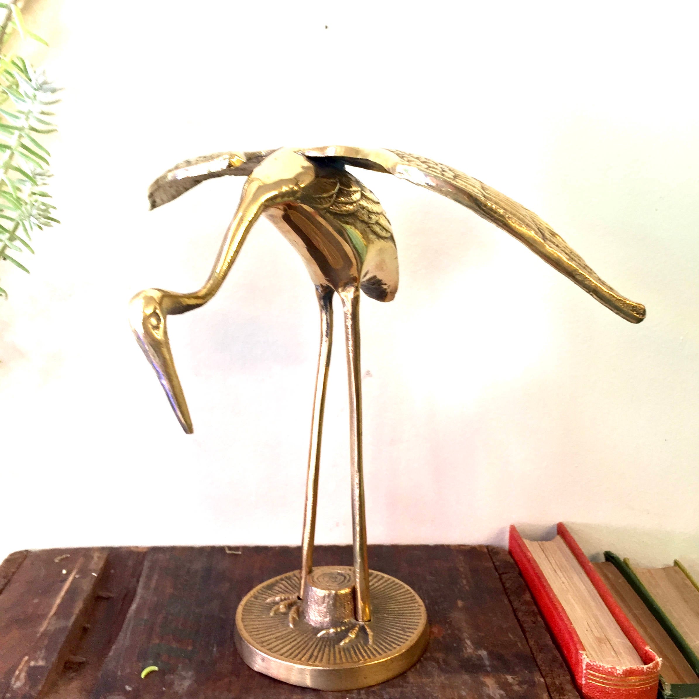 Vintage Brass Crane Statue | Midcentury Modern Brass Bird Statue | Brass Bird Figurine | MCM Home Decor | Brass Heron | Brass Bird | Gift