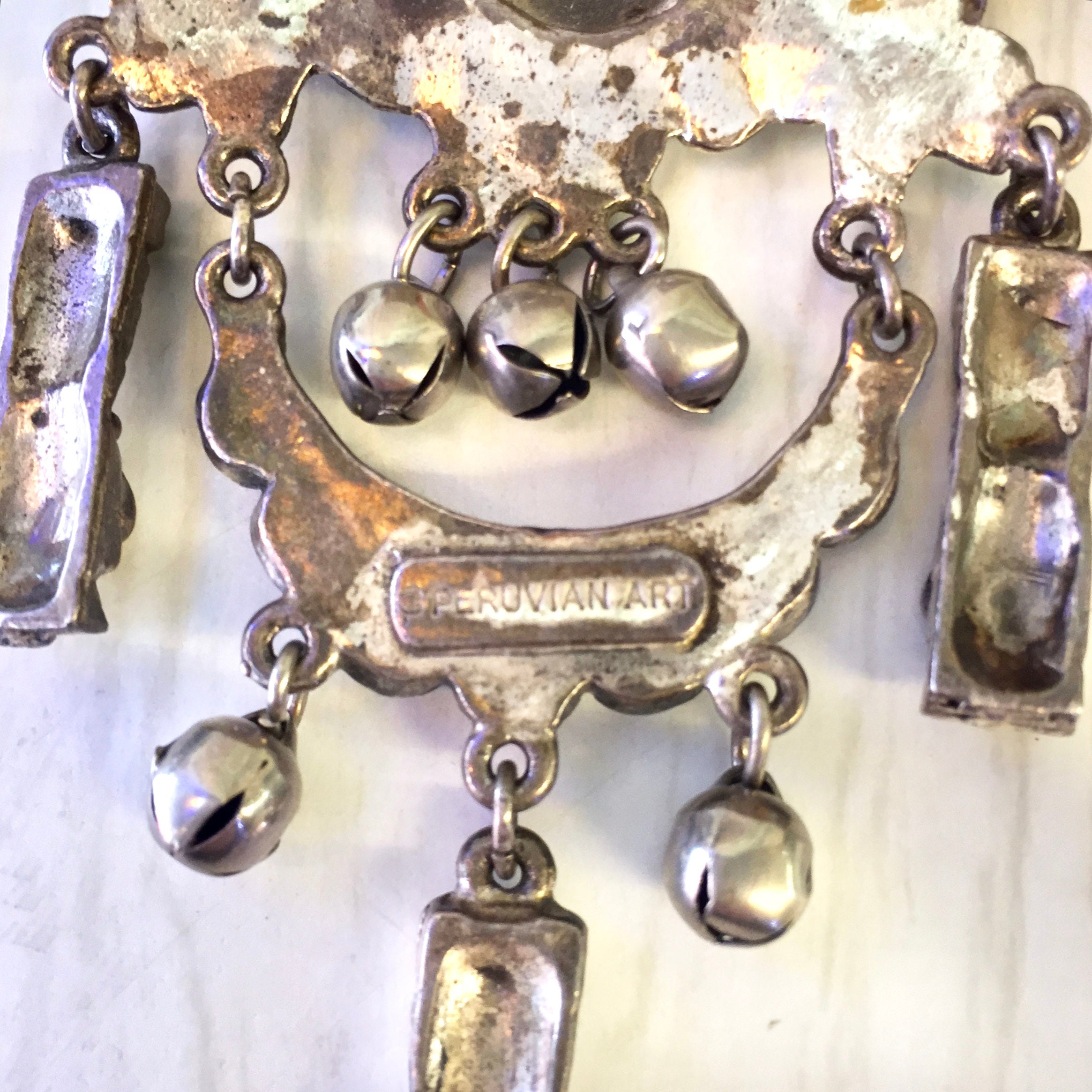 Vintage Peruvian Art Brooch | Silver Tone Jewelry | Brooch | Pin | Statement Jewelry | Costume Jewelry | Metal Pin | Metal Brooch | Gift