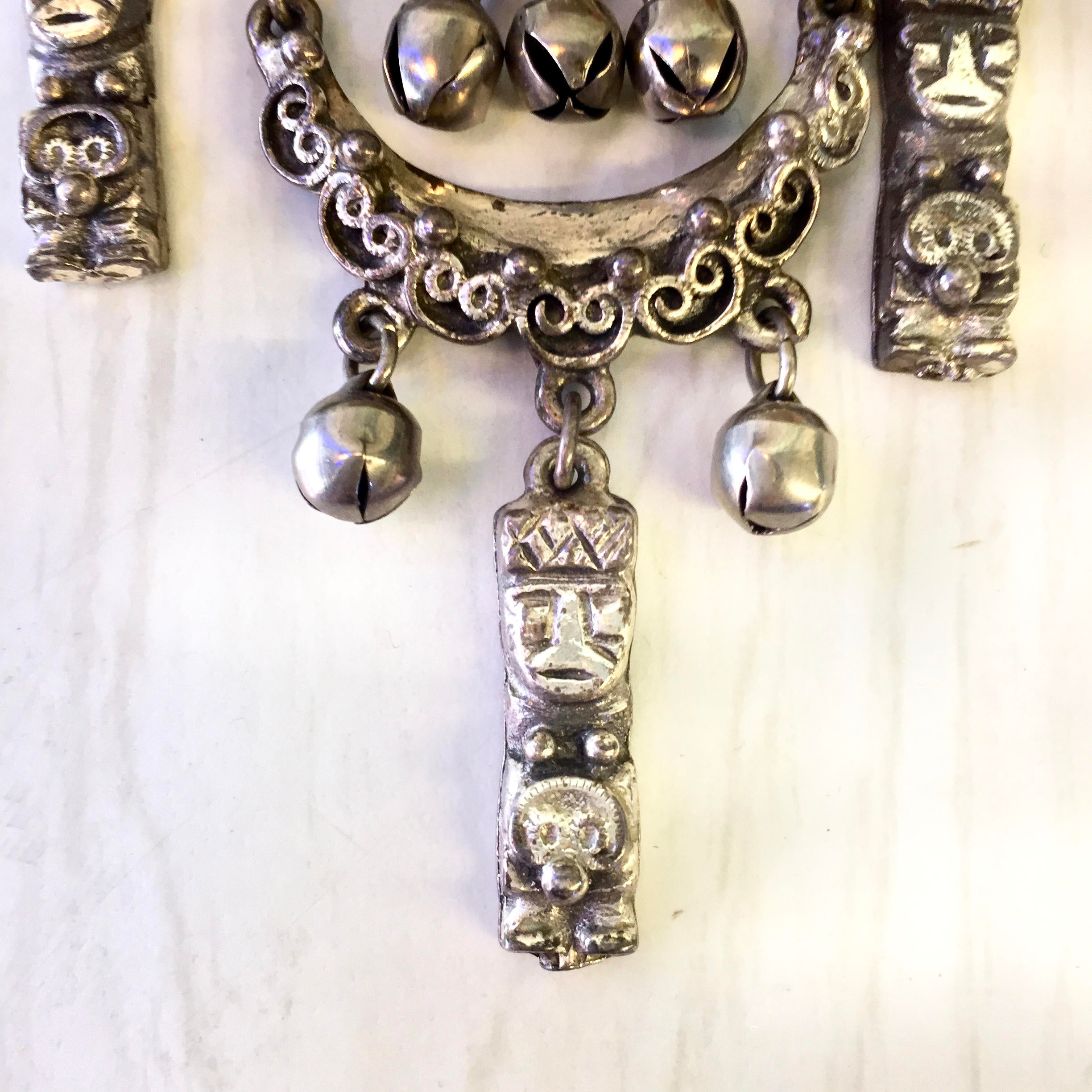 Vintage Peruvian Art Brooch | Silver Tone Jewelry | Brooch | Pin | Statement Jewelry | Costume Jewelry | Metal Pin | Metal Brooch | Gift