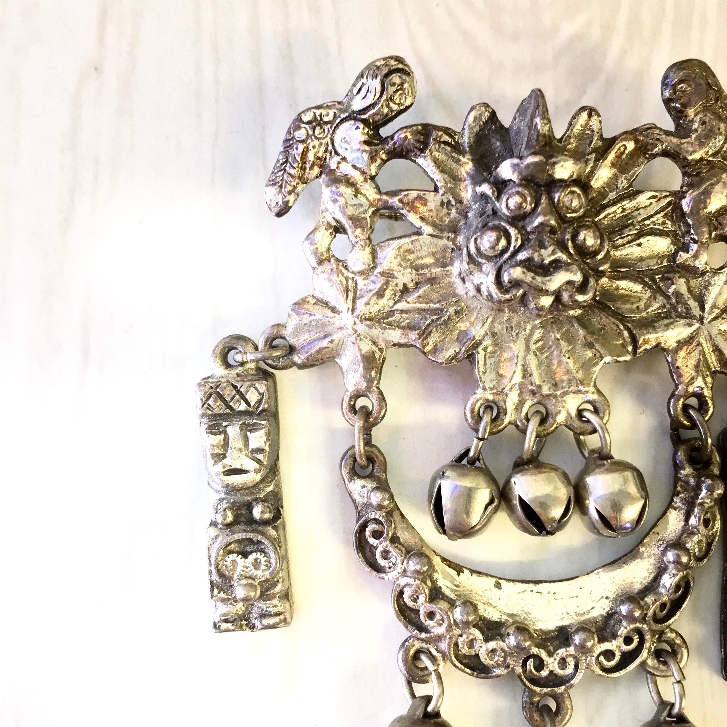 Vintage Peruvian Art Brooch | Silver Tone Jewelry | Brooch | Pin | Statement Jewelry | Costume Jewelry | Metal Pin | Metal Brooch | Gift