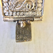 Antique Sterling Silver Filagree Bracelet with Carved Horn | Scrimshaw Bracelet | Hinged Bracelet | Chinese Jewelry | Floral Design | Birds