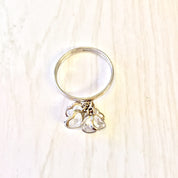 14 Karat White Gold and Cubic Zirconia Heart Ring | Dangling Heart Ring | 14K Gold | White Gold | Hearts | Holiday Gift Idea | Gift for Her