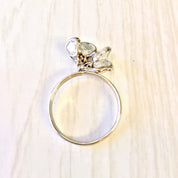 14 Karat White Gold and Cubic Zirconia Heart Ring | Dangling Heart Ring | 14K Gold | White Gold | Hearts | Holiday Gift Idea | Gift for Her