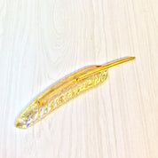 Gold Toned Feather Brooch | Large Feather Pin | Costume Jewelry | Vintage Costume Jewelry | Long Brooch | Statement Jewelry | Gift Idea