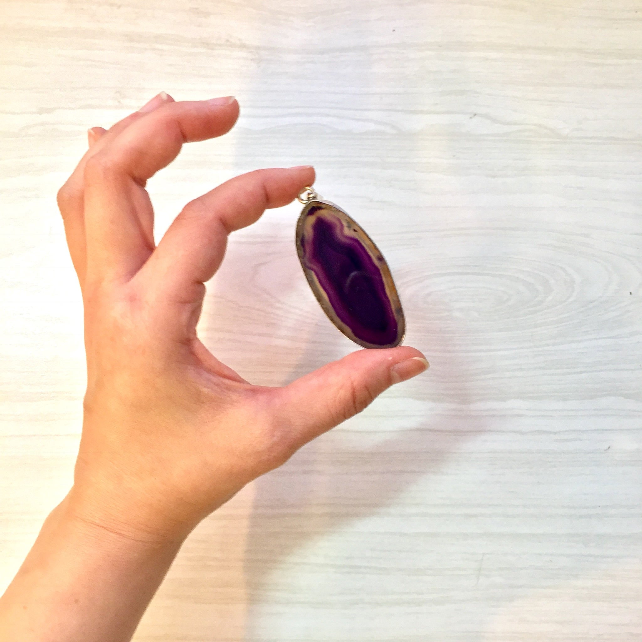 Sterling Silver Purple Agate Pendant | Vintage Pendant | Necklace | Purple | 925 Jewelry | Large Pendant | Gift for Her | Pendant |