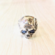 Sterling Silver Skull Ring with Sapphire Eyes | Sapphire Jewelry | Statement Ring | Sterling Silver Ring | Skull Jewelry | Blue Eyes