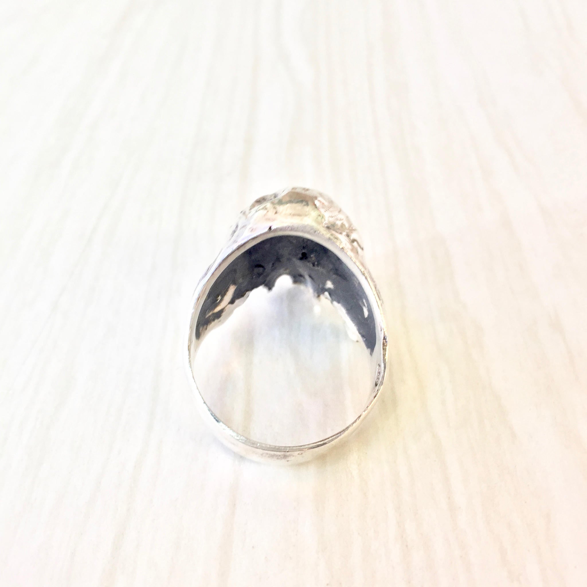 Sterling Silver Skull Ring with Sapphire Eyes | Sapphire Jewelry | Statement Ring | Sterling Silver Ring | Skull Jewelry | Blue Eyes
