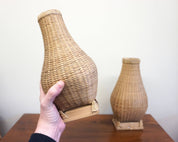 Pair of Two Rattan Wrapped Vases | Ceramic Vases Wrapped in Rattan | Rattan Home Decor | Bohemian Home Decor | Boho Home |Rattan Vase |Weave