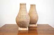Pair of Two Rattan Wrapped Vases | Ceramic Vases Wrapped in Rattan | Rattan Home Decor | Bohemian Home Decor | Boho Home |Rattan Vase |Weave