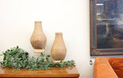 Pair of Two Rattan Wrapped Vases | Ceramic Vases Wrapped in Rattan | Rattan Home Decor | Bohemian Home Decor | Boho Home |Rattan Vase |Weave