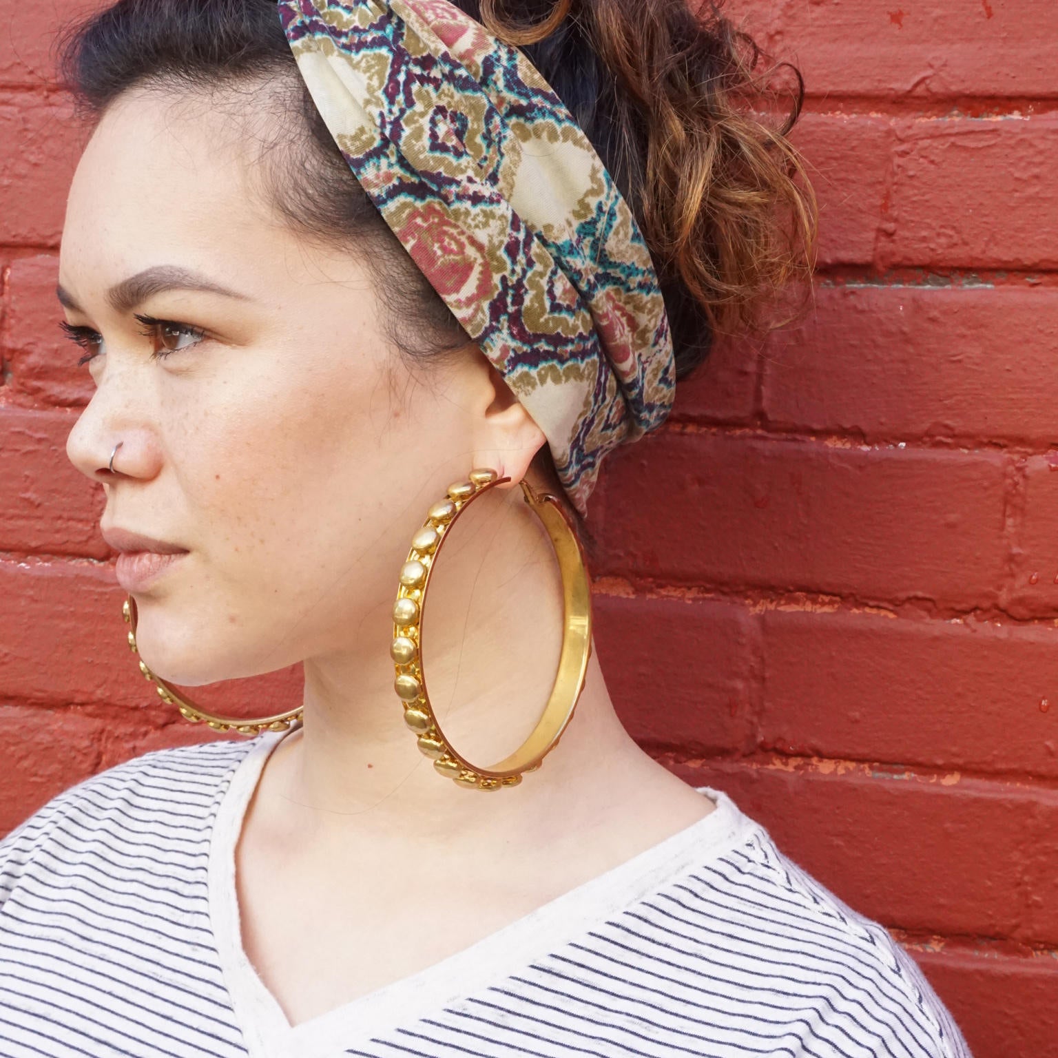 Gold Toned Hoop Earrings | Costume Jewelry | Large Hoop Earrings | 90's Fashion | 80's Style | Gift for Her | Pierced Ears | Earrings
