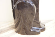 Vintage 1970s Royal Haeger ceramic panther statue close-up showing detailed texture of panther's face and chrome accents