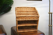 Vintage Wicker Mail Organizer | Office Mail Organizer | Woven Home Decor | Woven Organizer | Letters | Bills | Mail | Office Caddy |