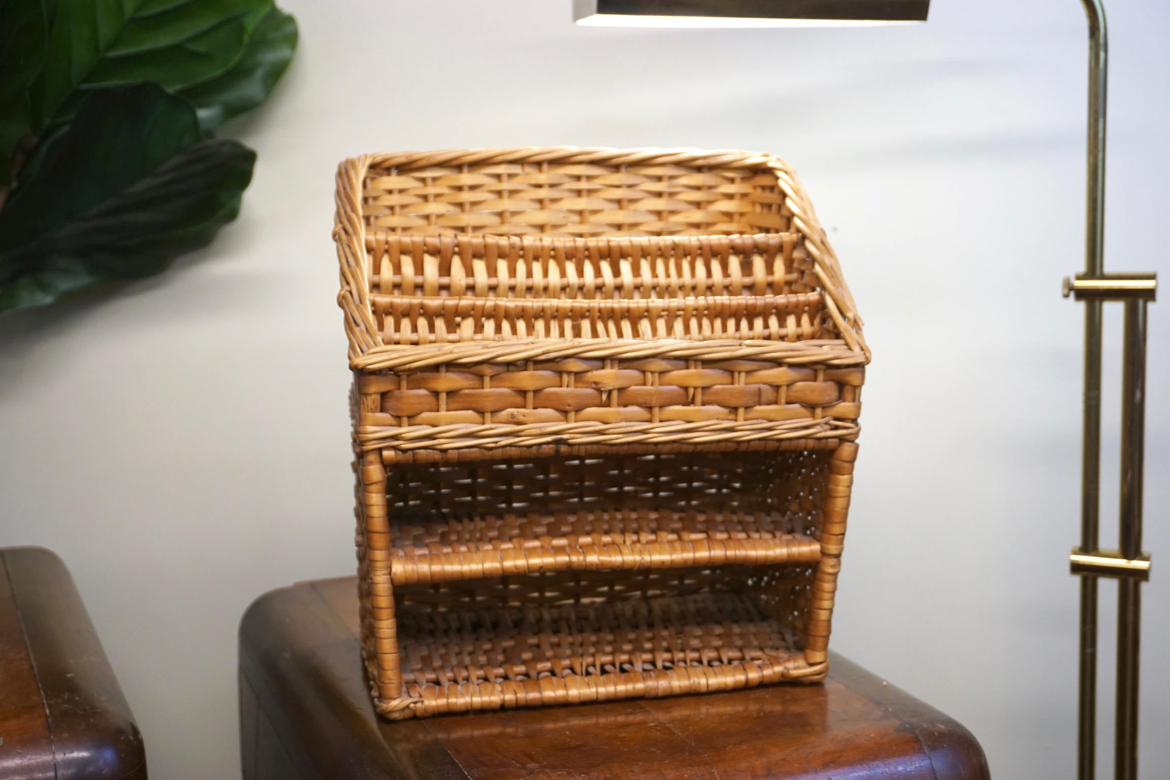 Vintage Wicker Mail Organizer | Office Mail Organizer | Woven Home Decor | Woven Organizer | Letters | Bills | Mail | Office Caddy |