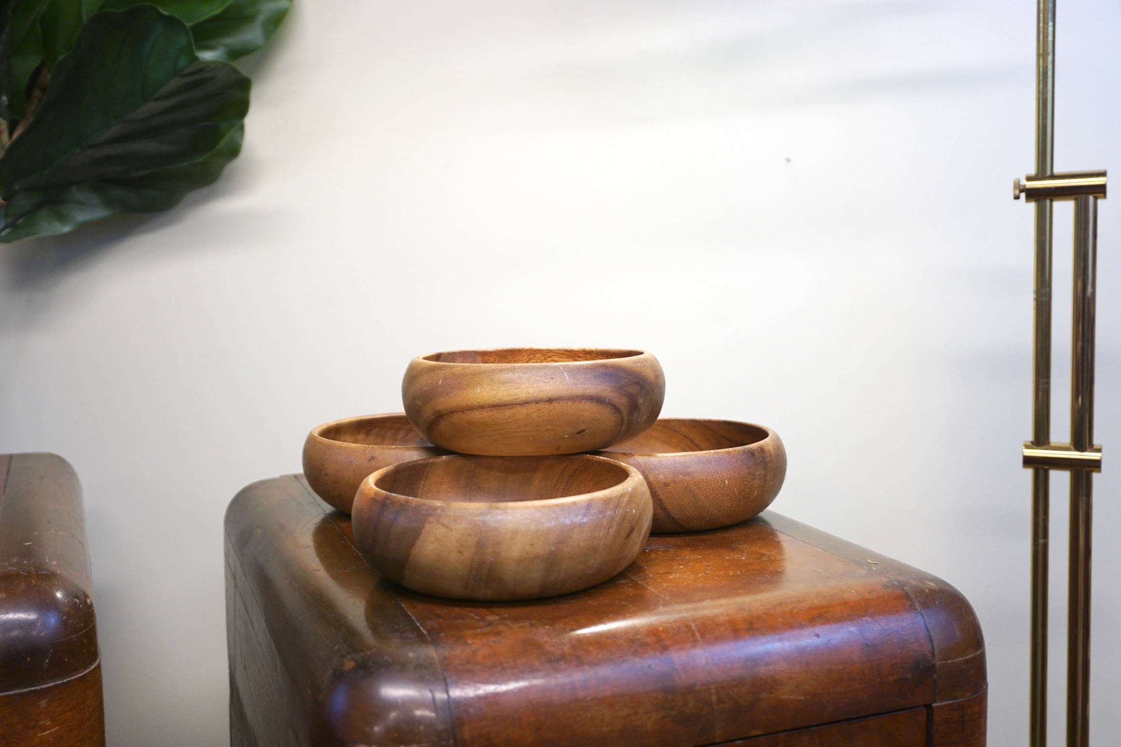 Set of Four Wooden Bowls | Wood Carved Bowls | Wooden Serving Bowls | Salad Bowl | Vintage Bowl | Vintage Home Decor | Wood Bowl |