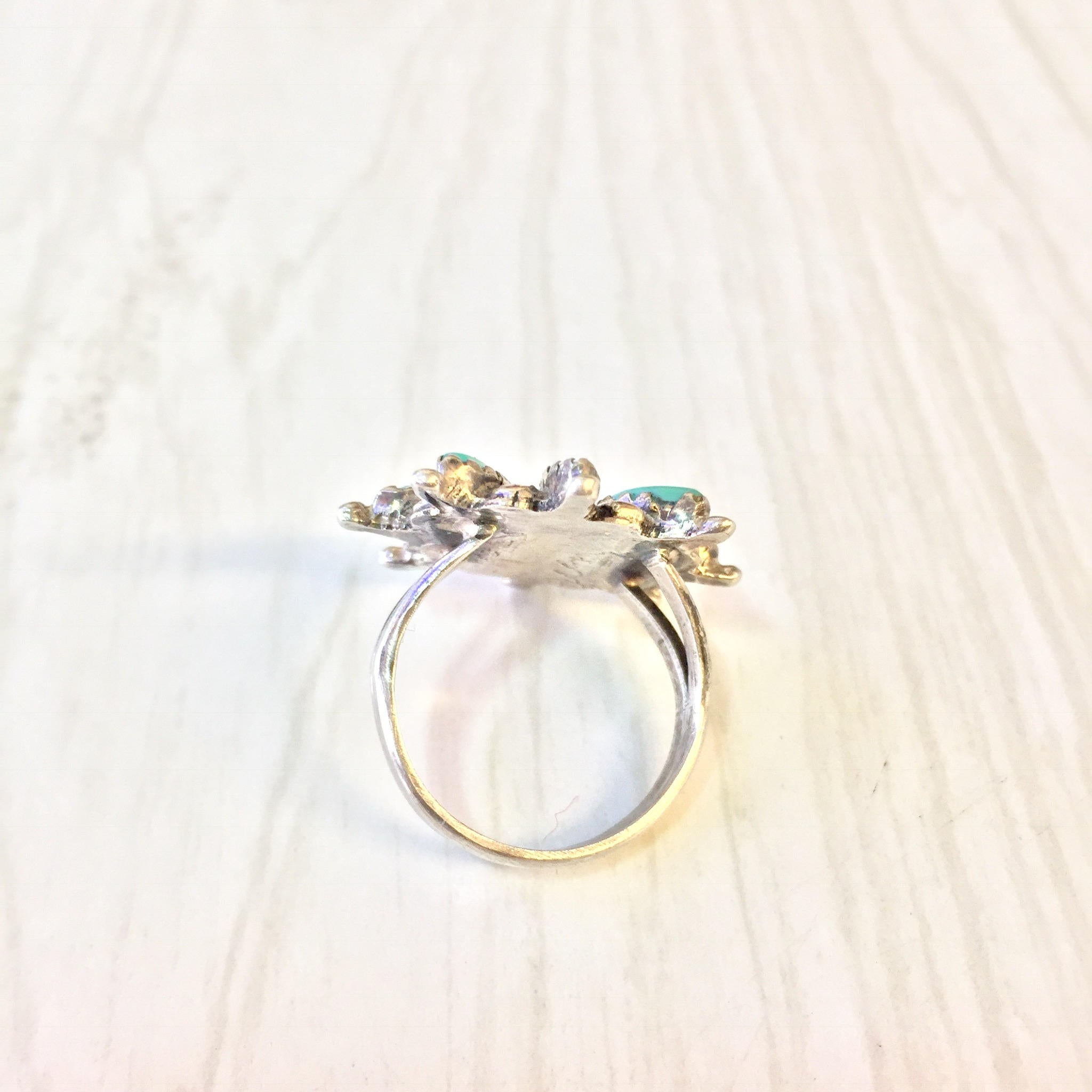Sterling Silver and Turquoise Ring | Vintage Silver Ring | Flower Ring | Turquoise Jewelry | Vintage | Statement Jewelry | Holiday Gift Idea