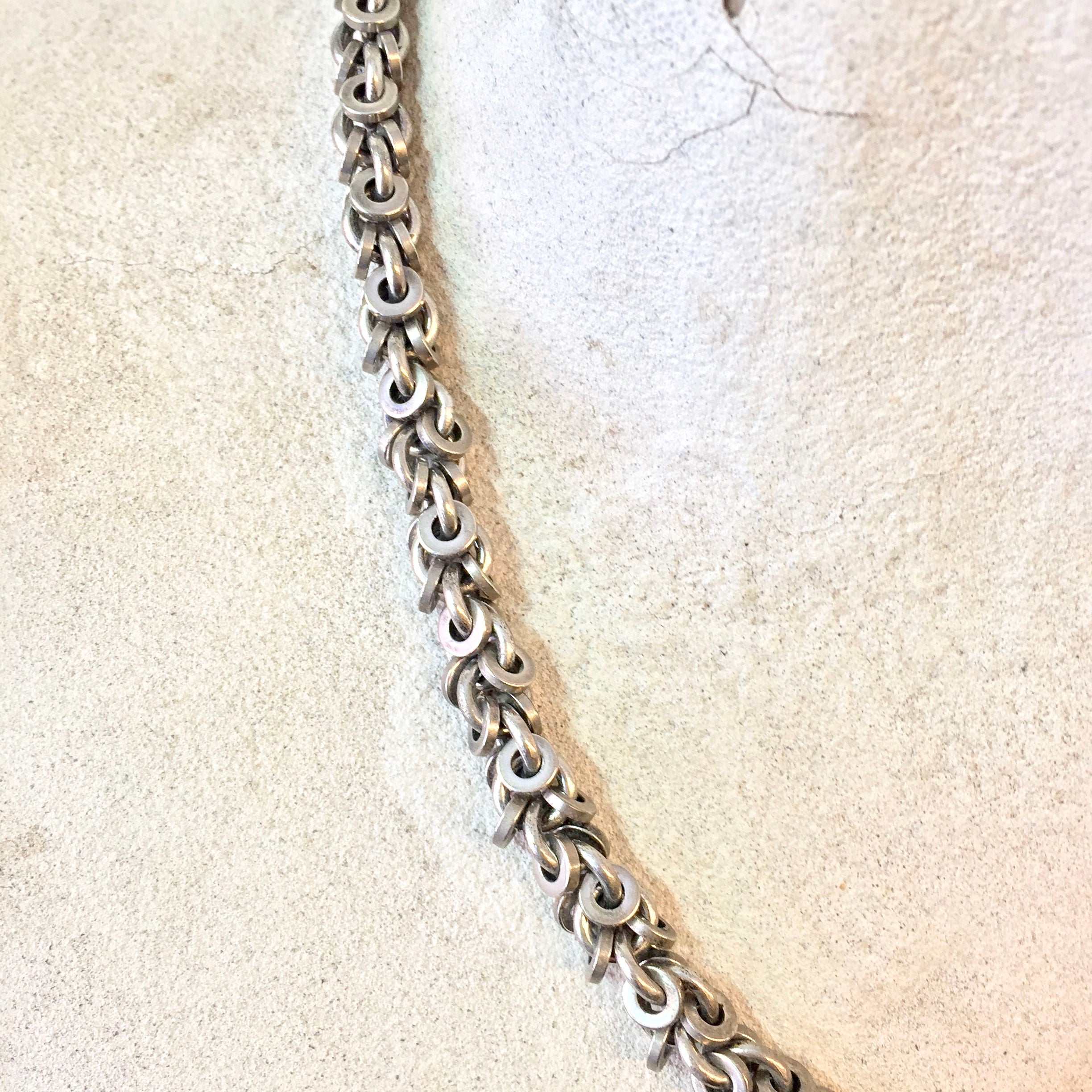 Vintage Sterling Silver Necklace | Statement Jewelry | Vintage Necklace | Thick Chain | Disk Necklace | Link Necklace | Vintage Jewelry