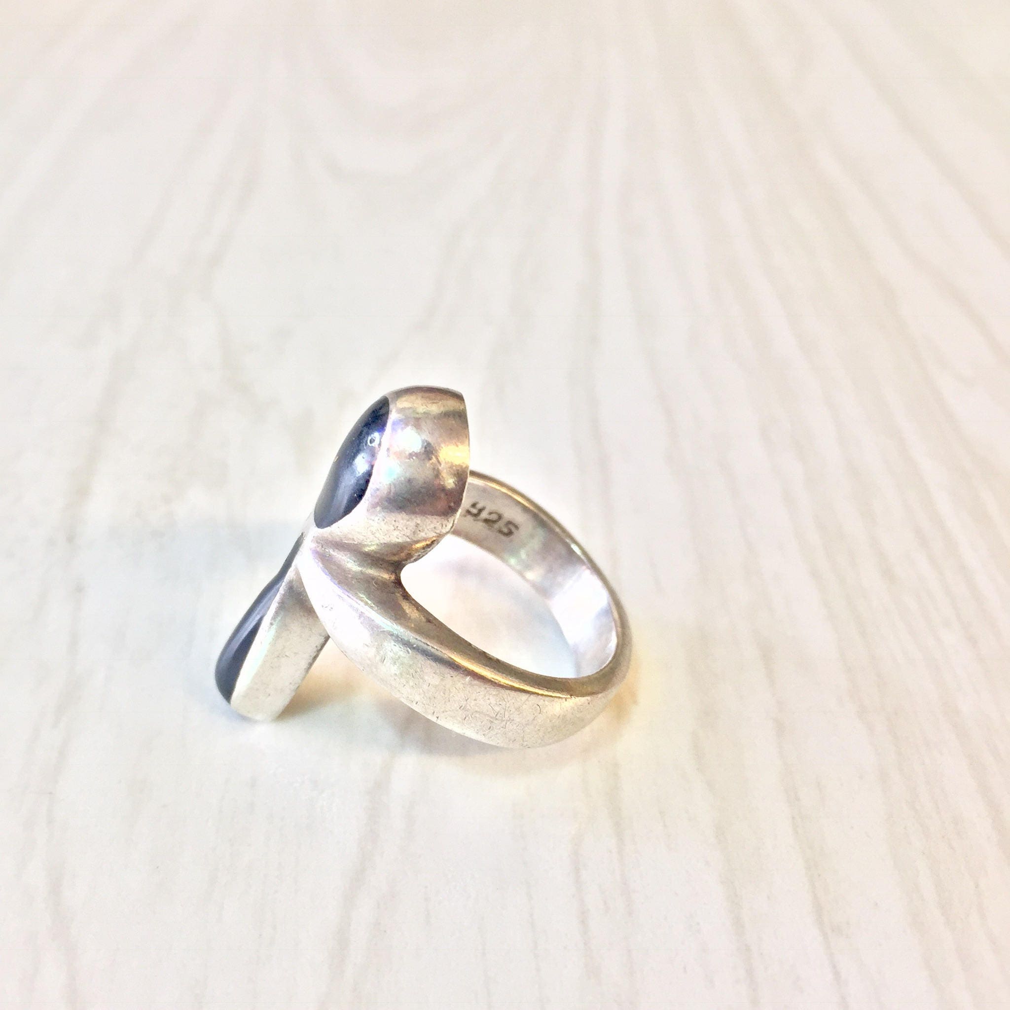 Vintage Sterling Silver Ankh Ring with Black Onyx | Egyptian Jewelry | Statement Ring | Ankh Jewelry | Holiday Gift Idea | Black Ring |