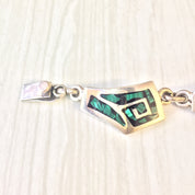 Vintage Sterling Silver Link Bracelet with Green Malachite Stones | Green Bracelet | Inlaid Malachite Gemstone | Vintage Jewelry | Gift