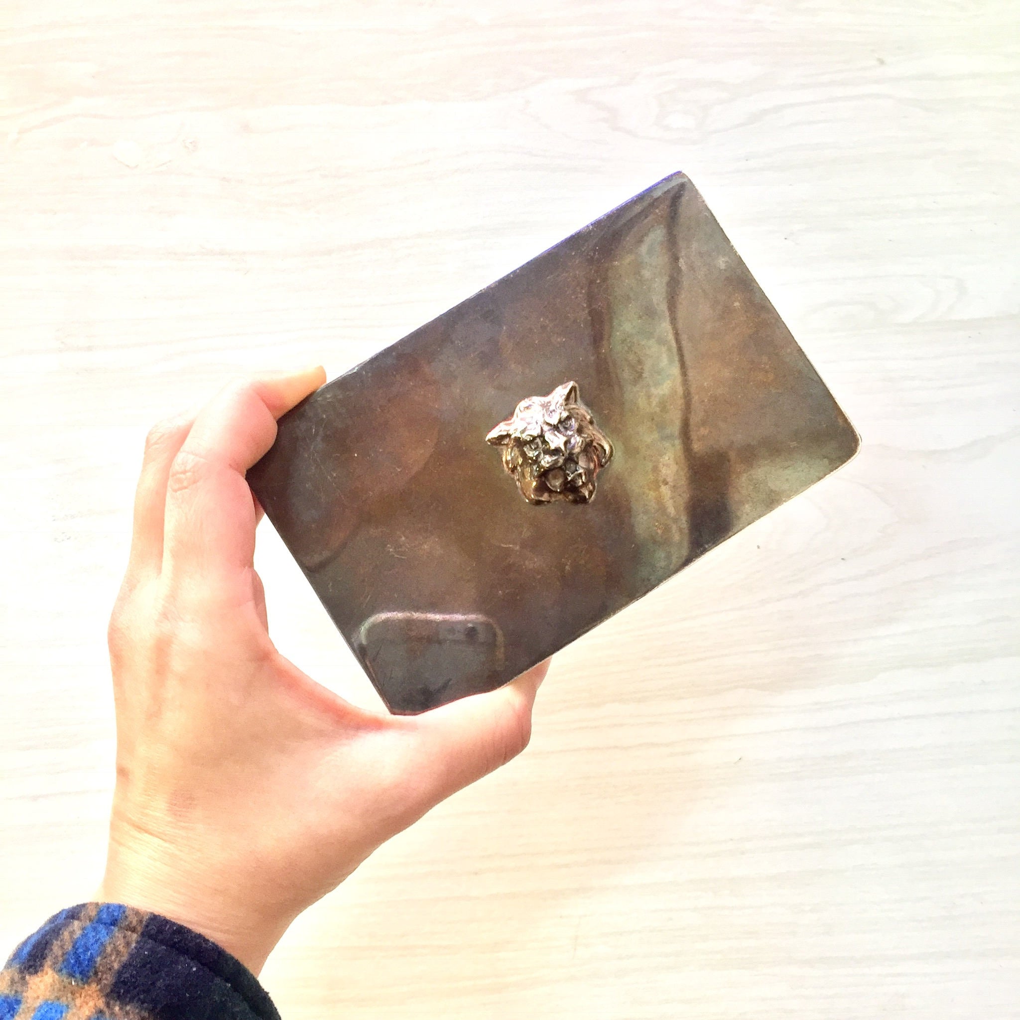 Vintage Silver Plated Cigarette Holder | Vintage Tobacco Holder | Lion's Head Cigarette Case | Silver Plated Home Decor |