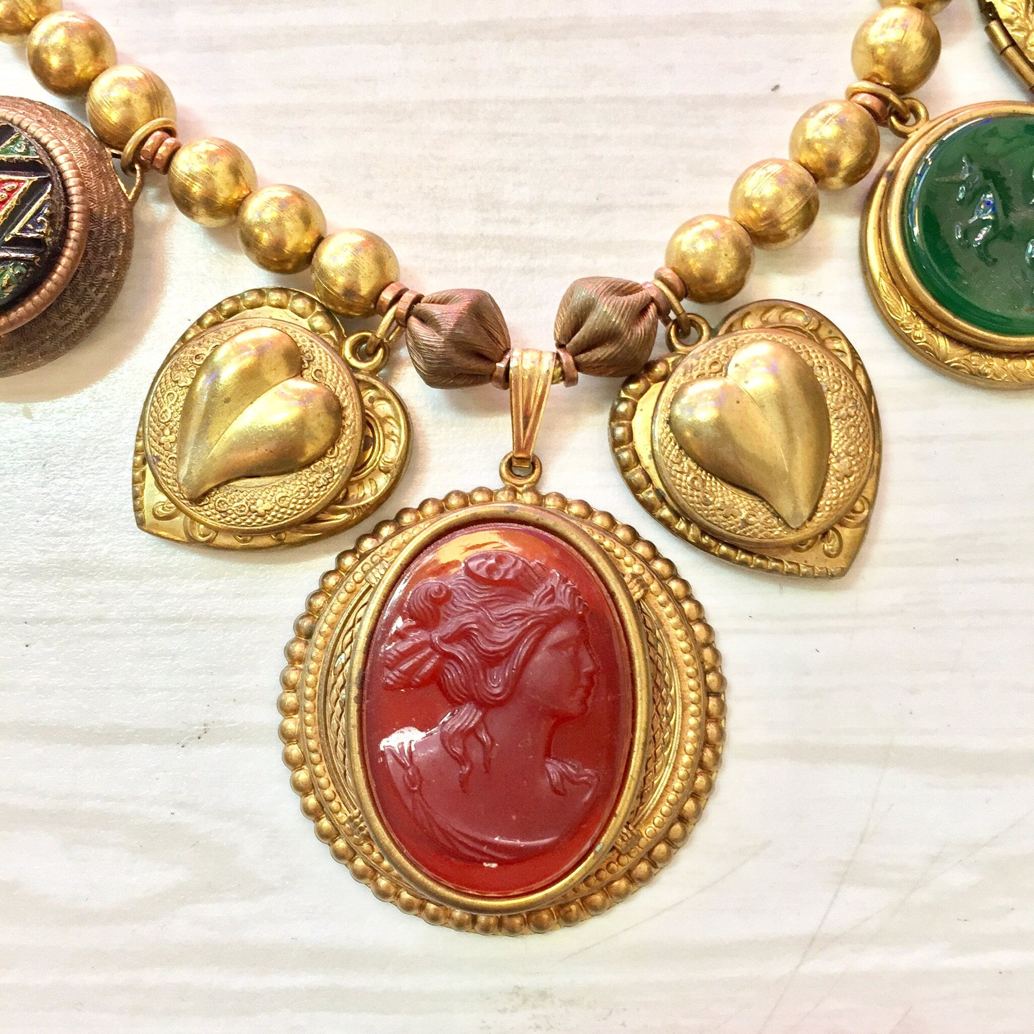 Victorian Necklace | Multistrand Layer Necklace | Victorian Jewelry | Multi Strand Necklace | Statement Jewelry | Cameo | Scarab | Mona Lisa