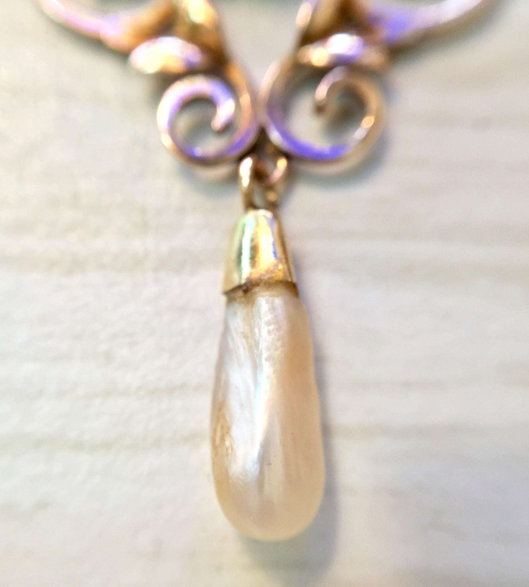 10 Karat Gold Antique Pendant with Fresh Water Pearl and Amethyst | 10K Gold Pendant | Antique Jewelry | Fresh Water Pearl | Purple Stone |