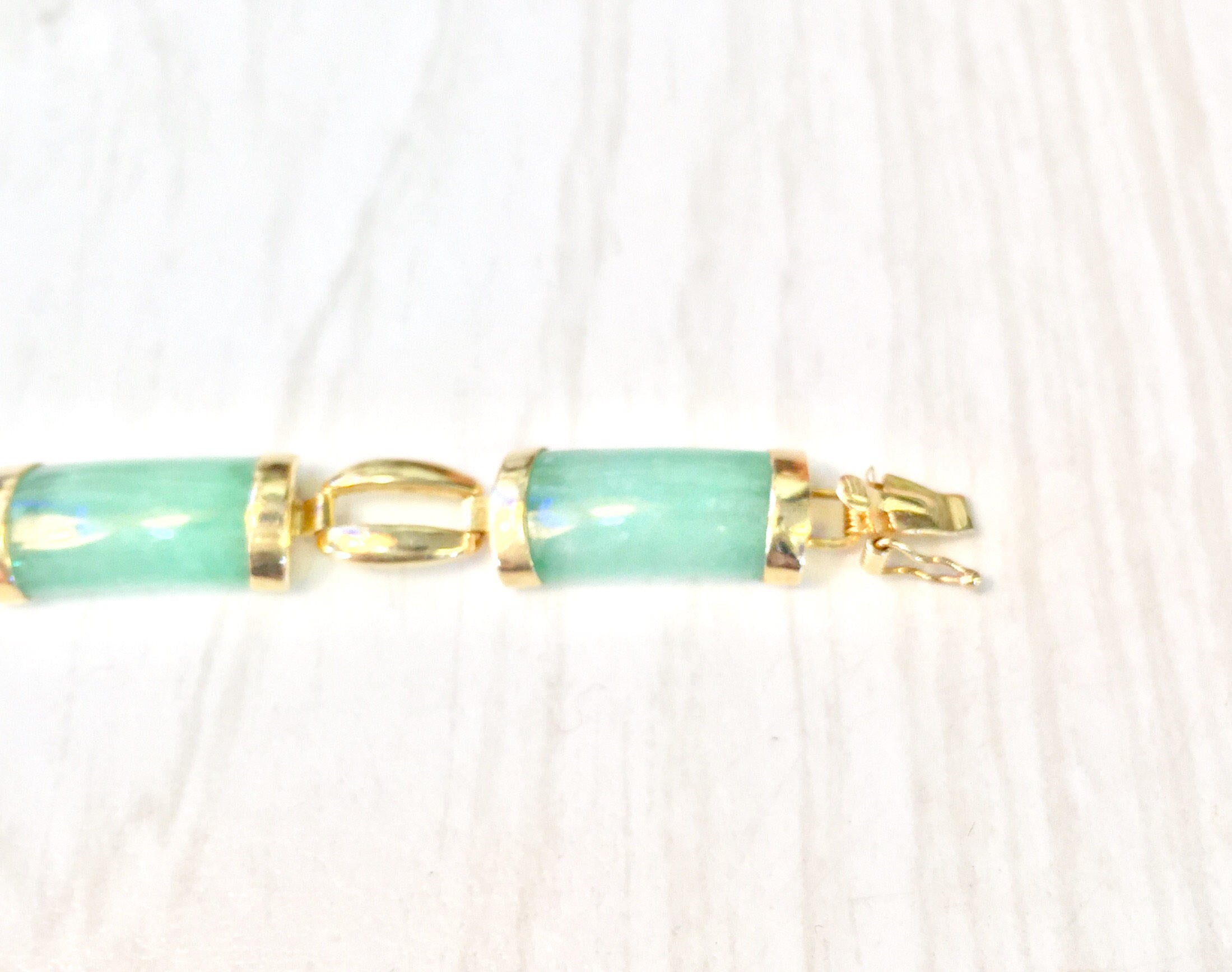 Vintage 14 Karat Gold and Jade Bracelet | 14K Yellow Gold | Jade Bracelet | Yellow Gold | Vintage Gold Bracelet | Holiday Gift Idea | Green