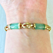 Vintage 14 Karat Gold and Jade Bracelet | 14K Yellow Gold | Jade Bracelet | Yellow Gold | Vintage Gold Bracelet | Holiday Gift Idea | Green