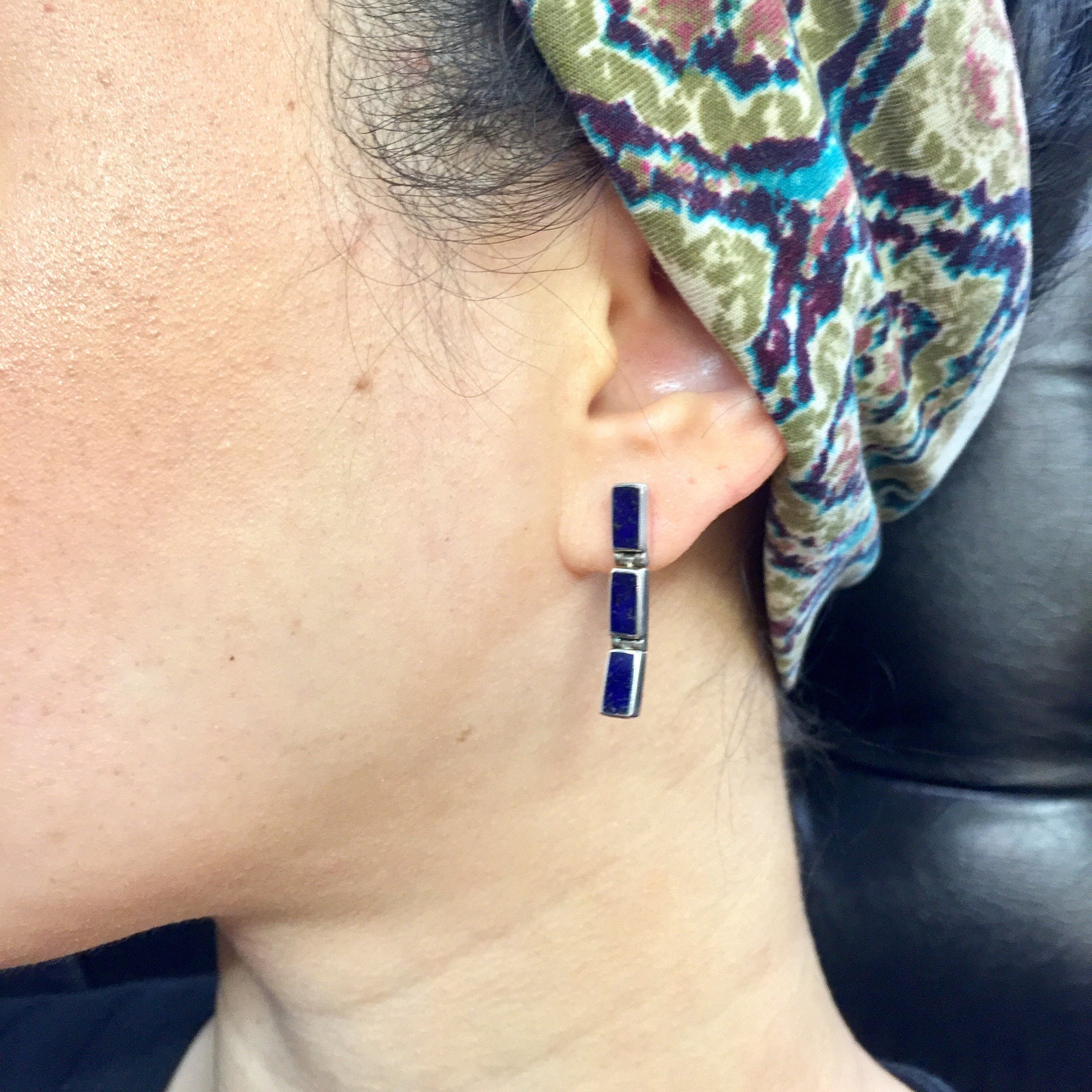 Vintage Sterling Silver Earrings with Blue Lapis Stones | Blue Lapis Jewelry | Lapis Lazuli | Blue Earrings | Gift for Mom | 925 Jewelry |
