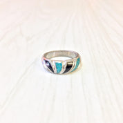 Vintage Silver Ring | Vintage Jewelry | Sterling Silver Ring | Turquoise Jewelry | Turquoise Stone | Southwestern Ring | Onyx Ring | Blue