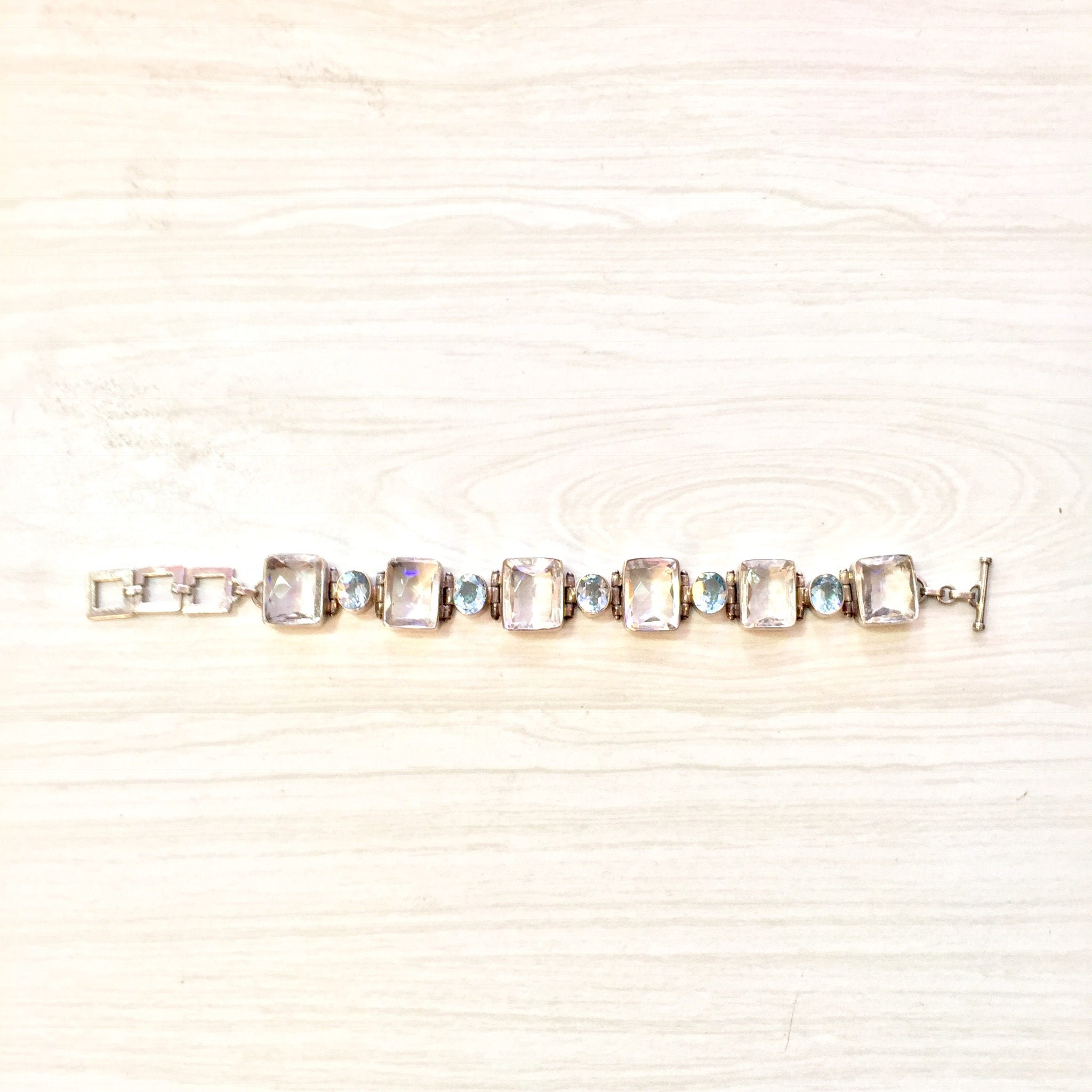 Vintage Sterling Silver Bracelet with Citrine and Aquamarine Stones | Aquamarine Jewelry | Vintage Bracelet | Holiday Gift Idea |