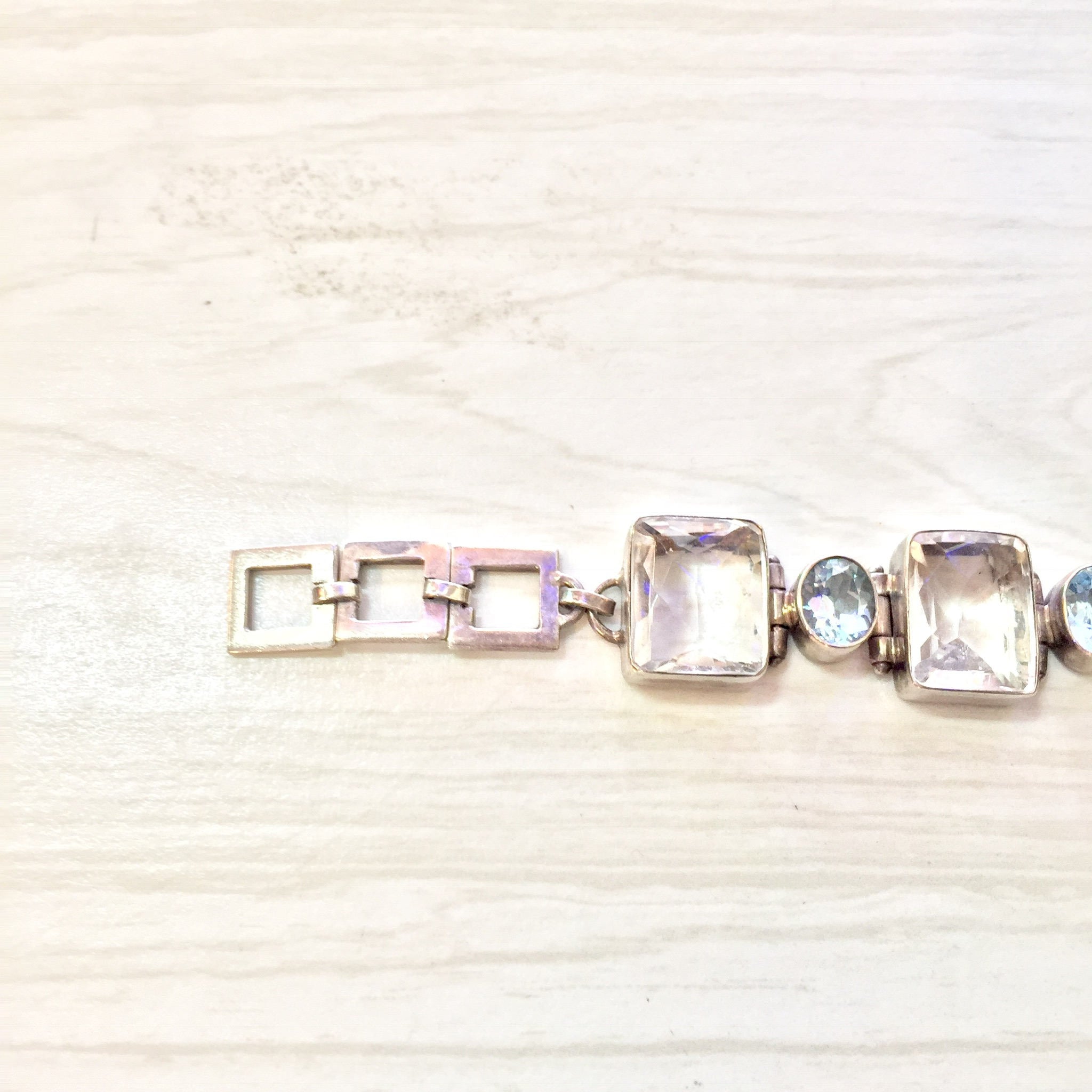 Vintage Sterling Silver Bracelet with Citrine and Aquamarine Stones | Aquamarine Jewelry | Vintage Bracelet | Holiday Gift Idea |