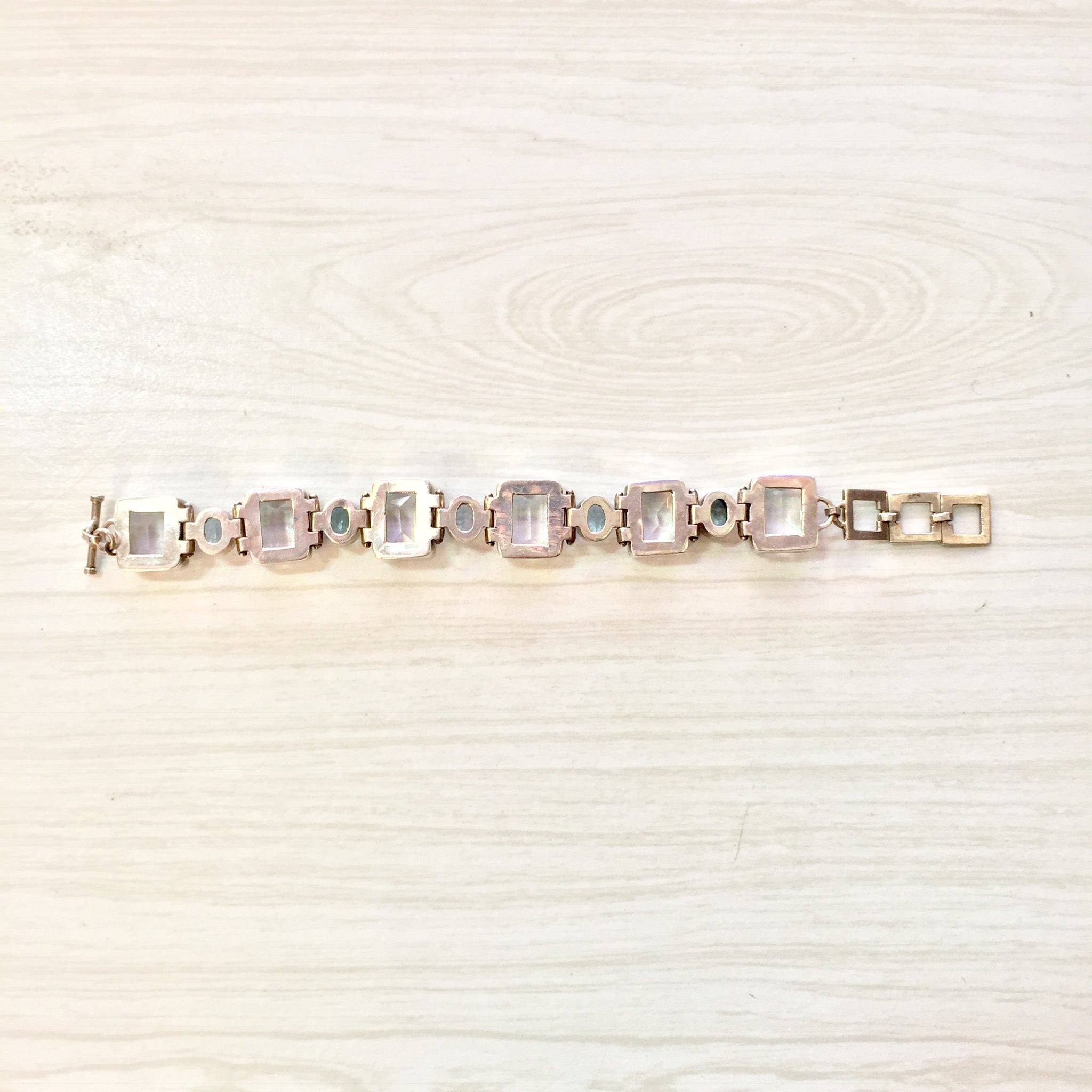 Vintage Sterling Silver Bracelet with Citrine and Aquamarine Stones | Aquamarine Jewelry | Vintage Bracelet | Holiday Gift Idea |