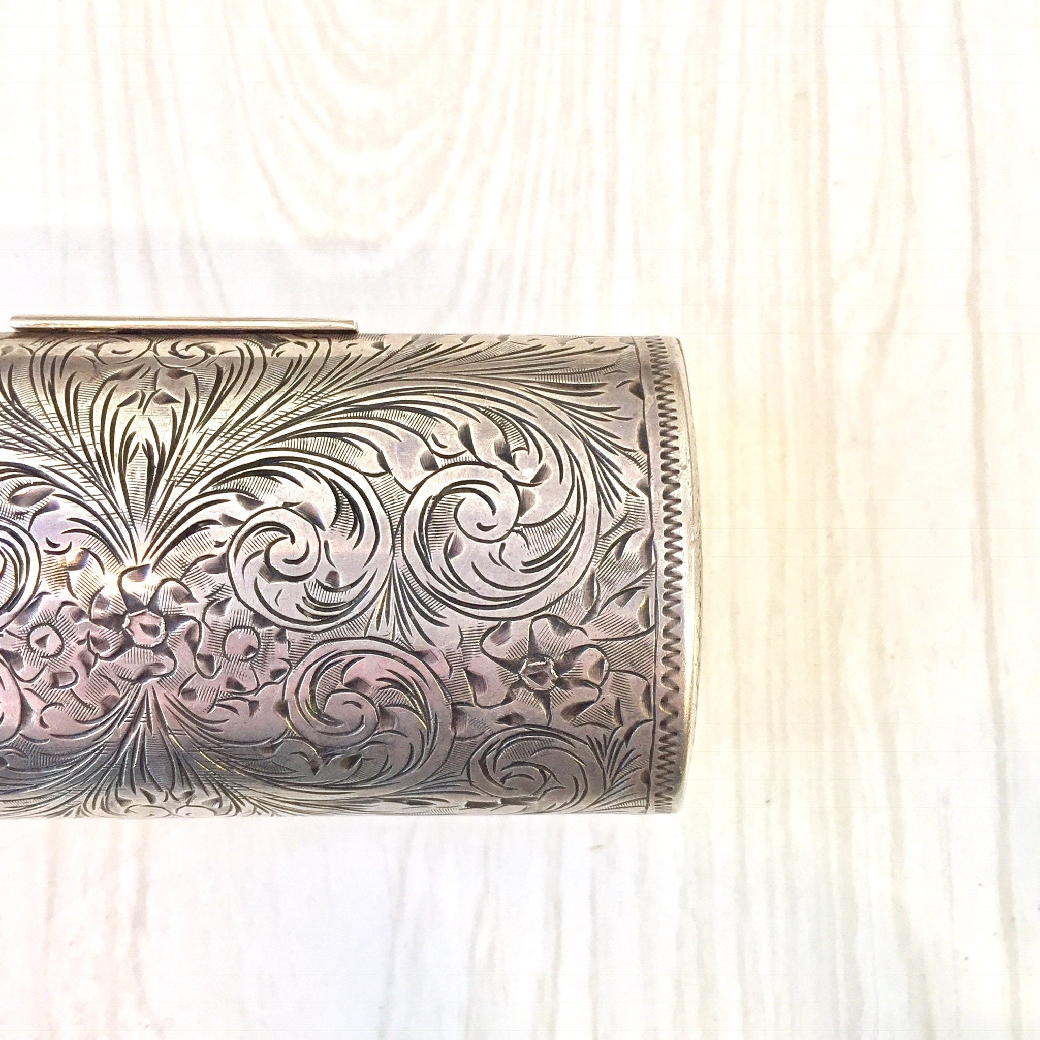 Vintage Sterling Silver Case | Small Sterling Case | Etched Sterling Silver | Filagree | Hinged Silver Case | Vintage Decor | Trinket Box