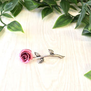 Vintage Silver Brooch | Rose Pin | Vintage Jewelry | Pink Rose | Pink Jewelry | Sterling Silver | Brooch | Pin | Rose Jewelry | Silver Pin