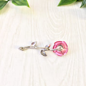 Vintage Silver Brooch | Rose Pin | Vintage Jewelry | Pink Rose | Pink Jewelry | Sterling Silver | Brooch | Pin | Rose Jewelry | Silver Pin