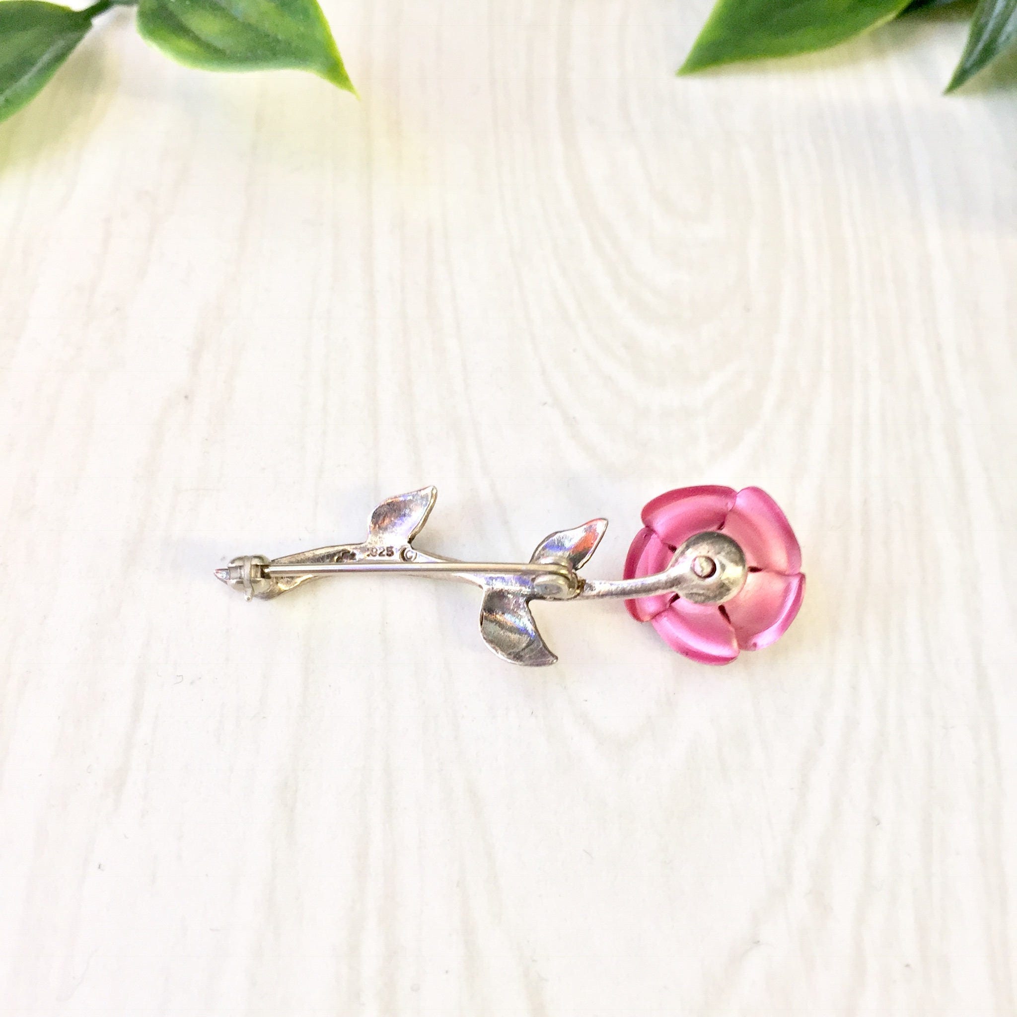Vintage Silver Brooch | Rose Pin | Vintage Jewelry | Pink Rose | Pink Jewelry | Sterling Silver | Brooch | Pin | Rose Jewelry | Silver Pin