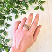 Vintage Silver Ring | Vintage Jewlery | Three Band Ring | 18 K Gold | 18K | Ruby | Amethyst | Citrine | Blue Topaz | Valentines Day | Ring