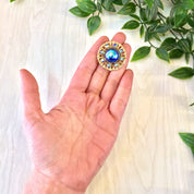 Vintage Gold Tone Brooch | Costume Jewelry | Vintage Jewelry | Pin | Brooch | Opalescent Jewelry | Blue | Green | Purple | Valentines Day