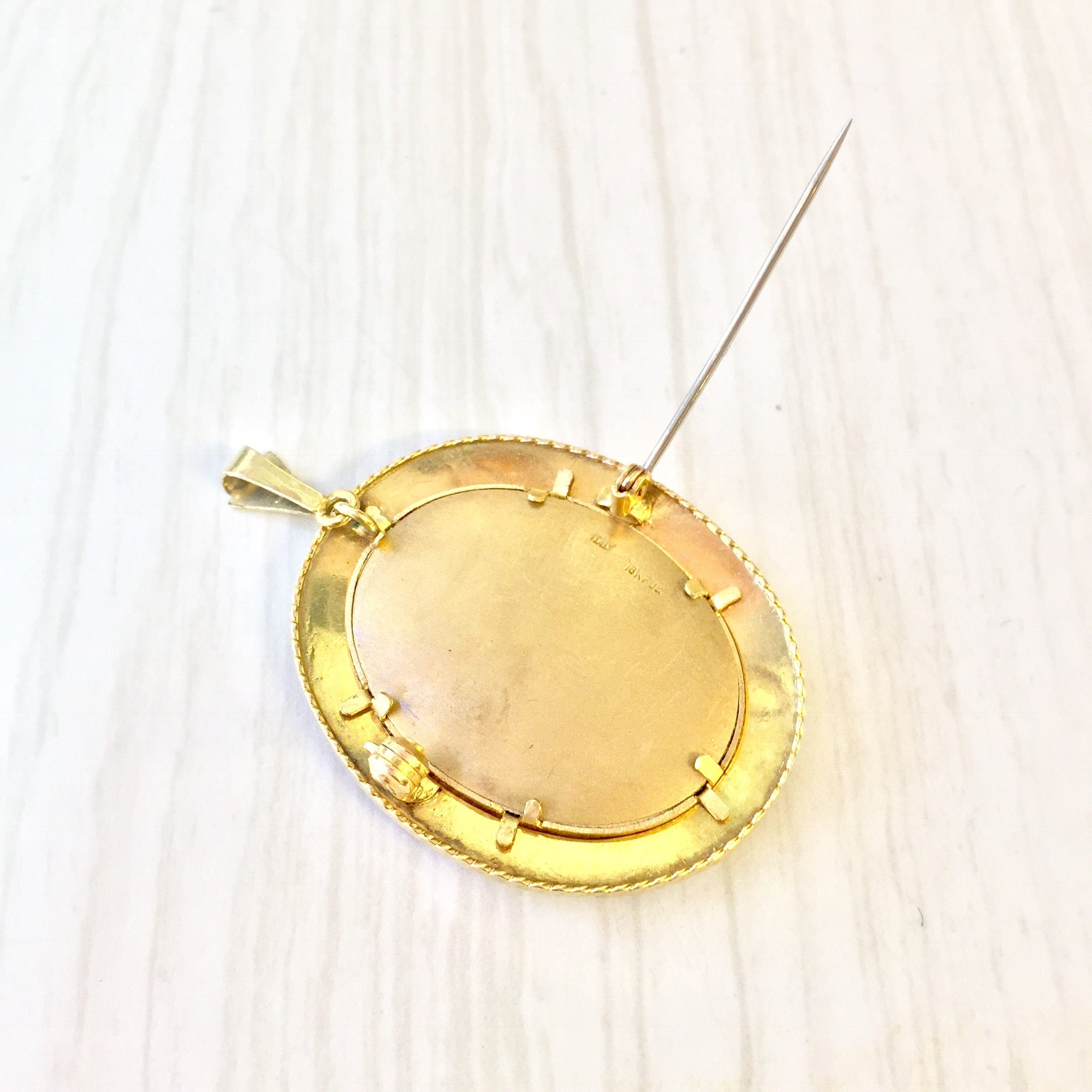 18 Karat Gold Victorian Brooch / Pendant | Victorian Cameo Brooch | 18K Gold | Diamond | Antique Pendant and Brooch | Pin | Antique Jewelry