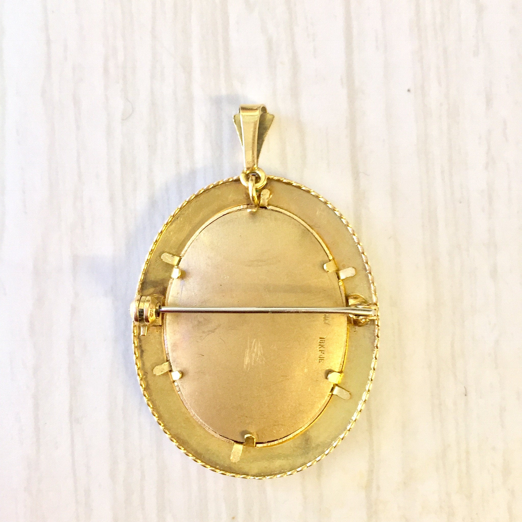 18 Karat Gold Victorian Brooch / Pendant | Victorian Cameo Brooch | 18K Gold | Diamond | Antique Pendant and Brooch | Pin | Antique Jewelry