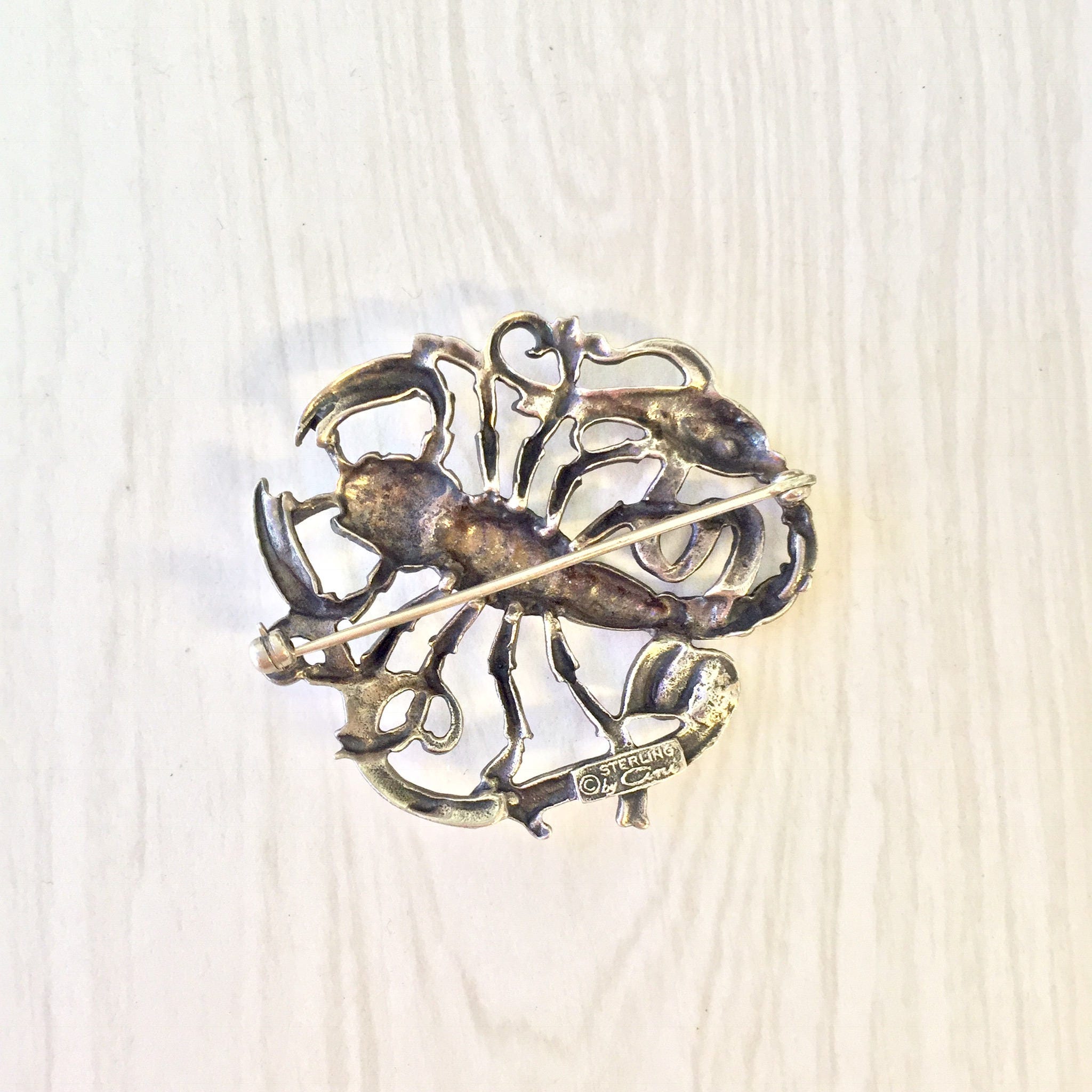 G Cini Scorpio Zodiac Brooch | Guglielmo Cini Jewelry | Vintage Brooch | Zodiac Jewelry | Scorpion Pin | Sterling Silver | Vintage Silver