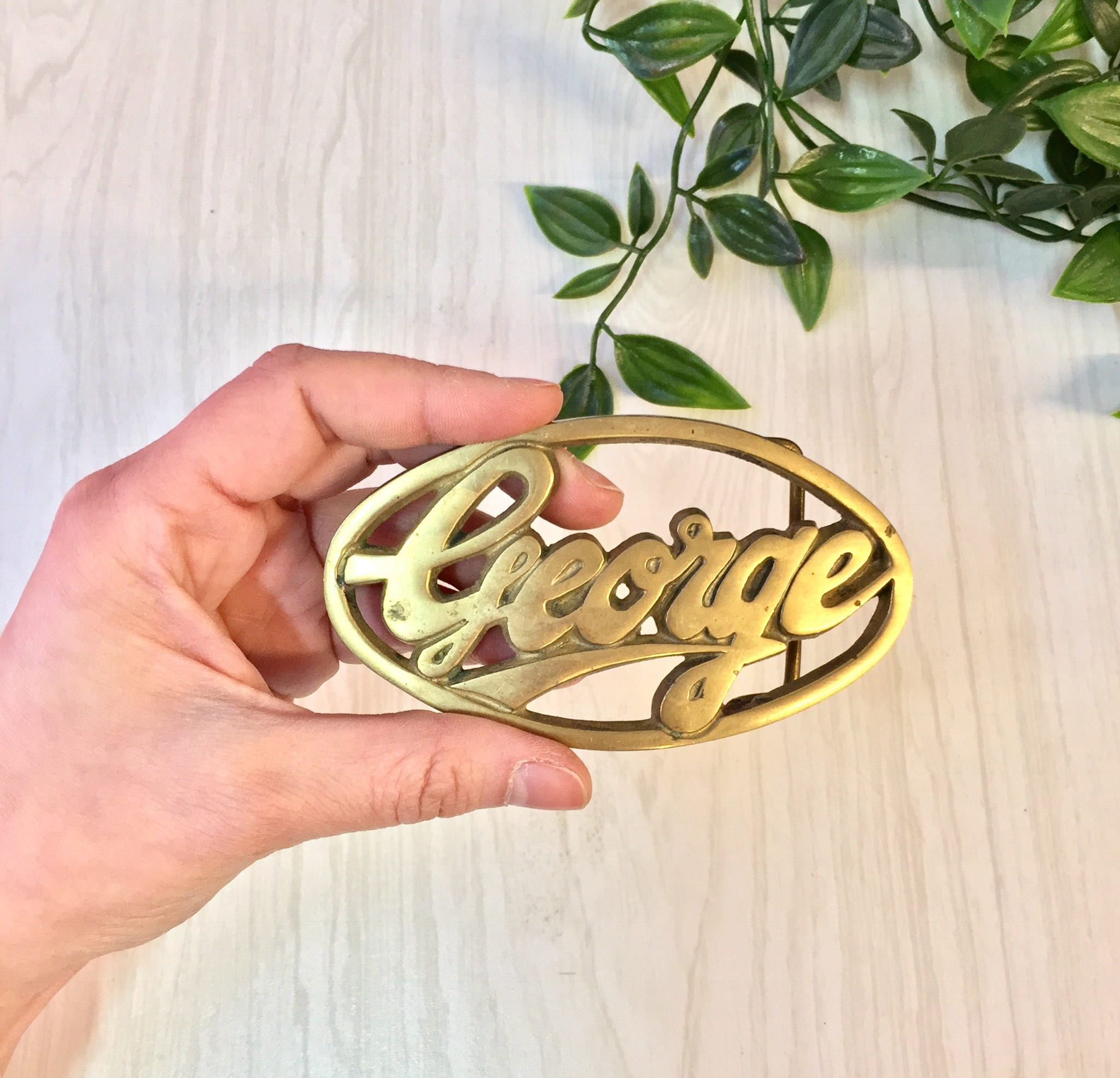 Brass Belt Buckle | Name Belt Buckle | George | Vintage Belt Buckle | George Buckle | Monogram | Solid Brass | Belt | Buckle | Accessory