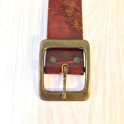 Vintage Leather Belt | Leegin Leather | Leegin Belt | Brown Leather belt | Brass Buckle | Mushroom Belt | Hippie | Bohemian | Tooled Belt |