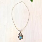 Vintage Sterling Silver Necklace with Turquoise Pendant | Sterling Silver Pendant | Turquoise Jewelry | Turquoise Stone | Silver Necklace |